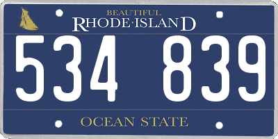 RI license plate 534839