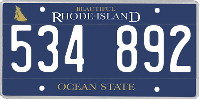 RI license plate 534892