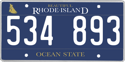 RI license plate 534893