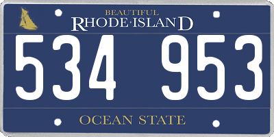 RI license plate 534953