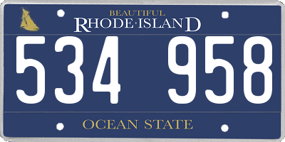 RI license plate 534958