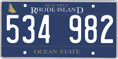 RI license plate 534982