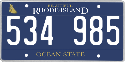 RI license plate 534985