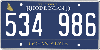 RI license plate 534986