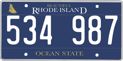 RI license plate 534987