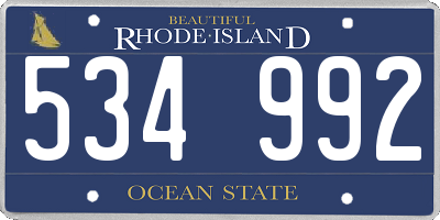 RI license plate 534992