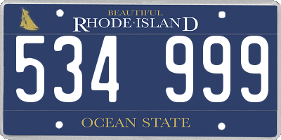 RI license plate 534999