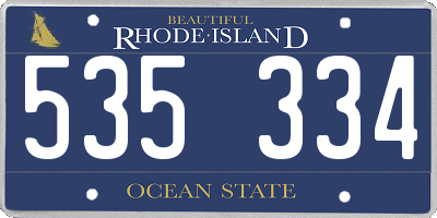 RI license plate 535334