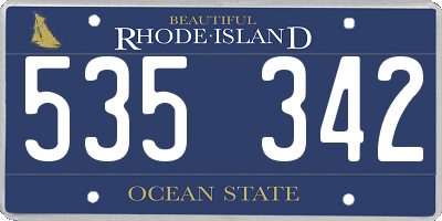 RI license plate 535342