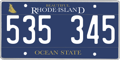 RI license plate 535345