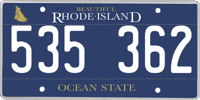 RI license plate 535362
