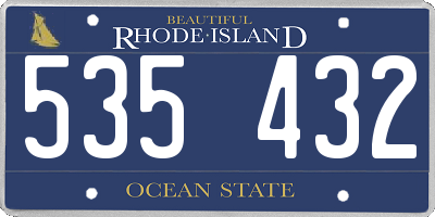 RI license plate 535432