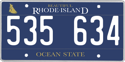 RI license plate 535634
