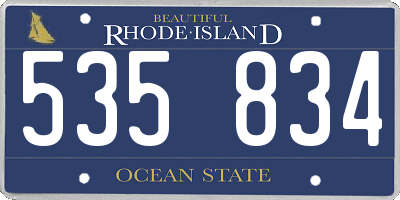 RI license plate 535834