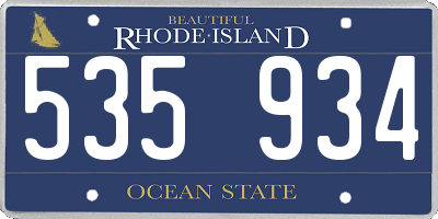 RI license plate 535934