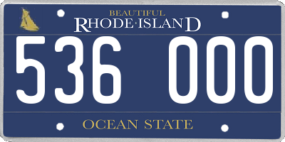 RI license plate 536000