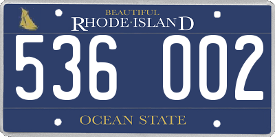 RI license plate 536002