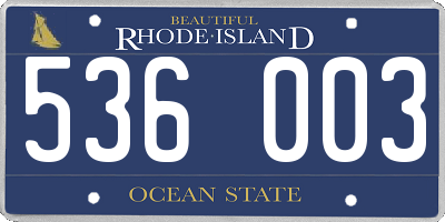 RI license plate 536003