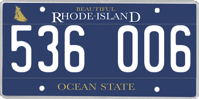 RI license plate 536006