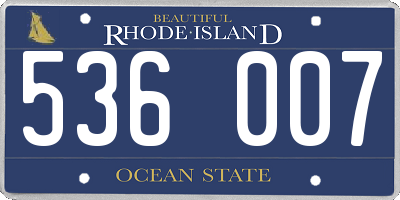 RI license plate 536007
