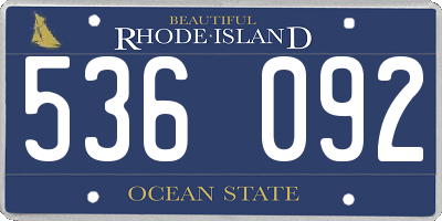 RI license plate 536092