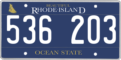 RI license plate 536203