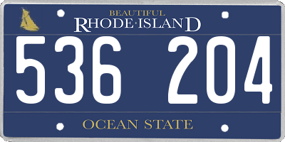 RI license plate 536204