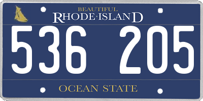 RI license plate 536205