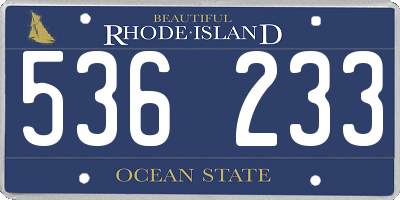 RI license plate 536233