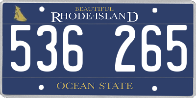 RI license plate 536265