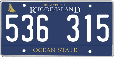RI license plate 536315