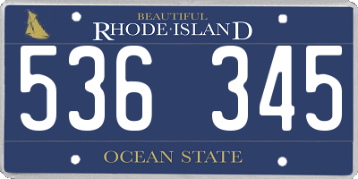 RI license plate 536345