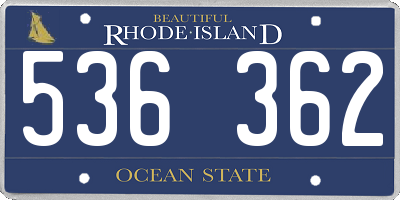 RI license plate 536362