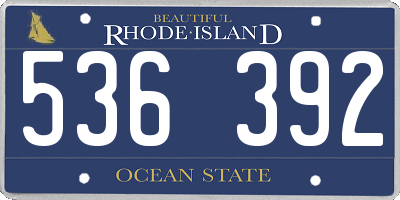 RI license plate 536392