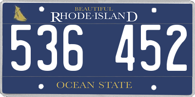 RI license plate 536452