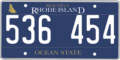 RI license plate 536454