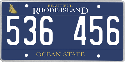 RI license plate 536456