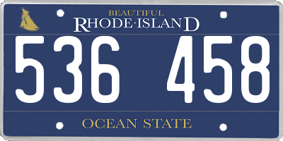 RI license plate 536458