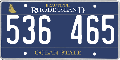 RI license plate 536465