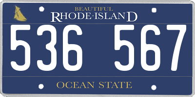 RI license plate 536567