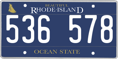 RI license plate 536578