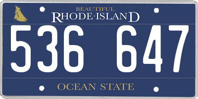 RI license plate 536647