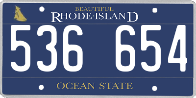 RI license plate 536654
