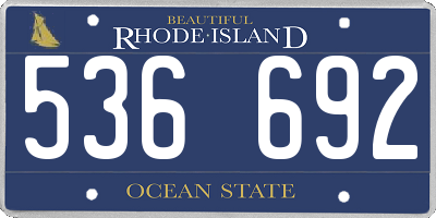 RI license plate 536692