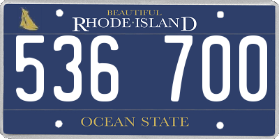 RI license plate 536700