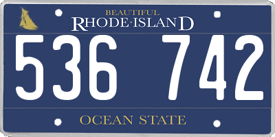 RI license plate 536742