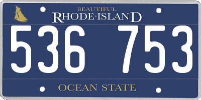 RI license plate 536753