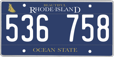 RI license plate 536758
