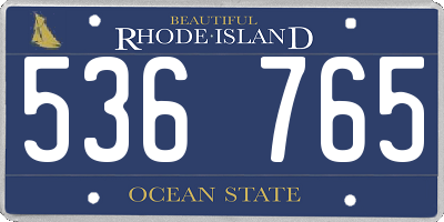 RI license plate 536765