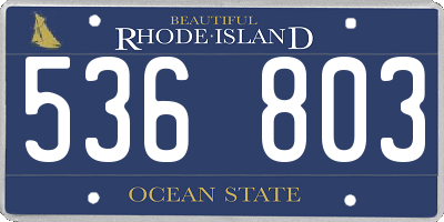 RI license plate 536803